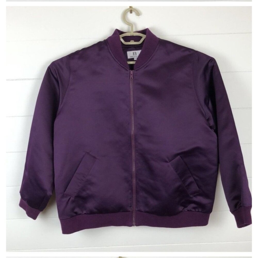 BB Design Jytte Meilvang purple Visit embroidered bomber jacket Sz Large Flowers